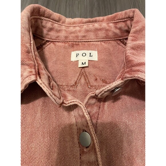 Anthropologie POL Jacket Women’s M Peach Oversized Denim Distressed 3/4 Length - Picture 3 of 10